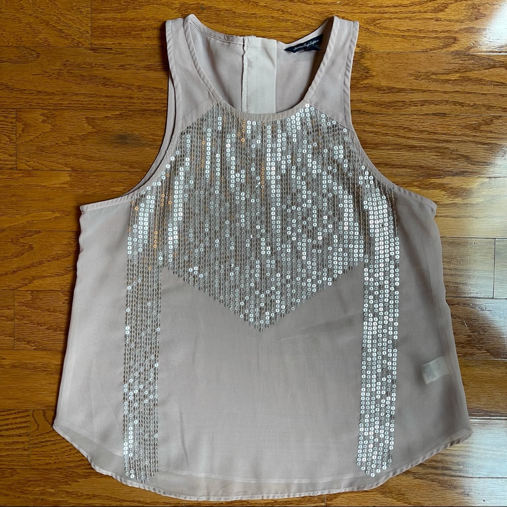 American Eagle size small mauve sequined top